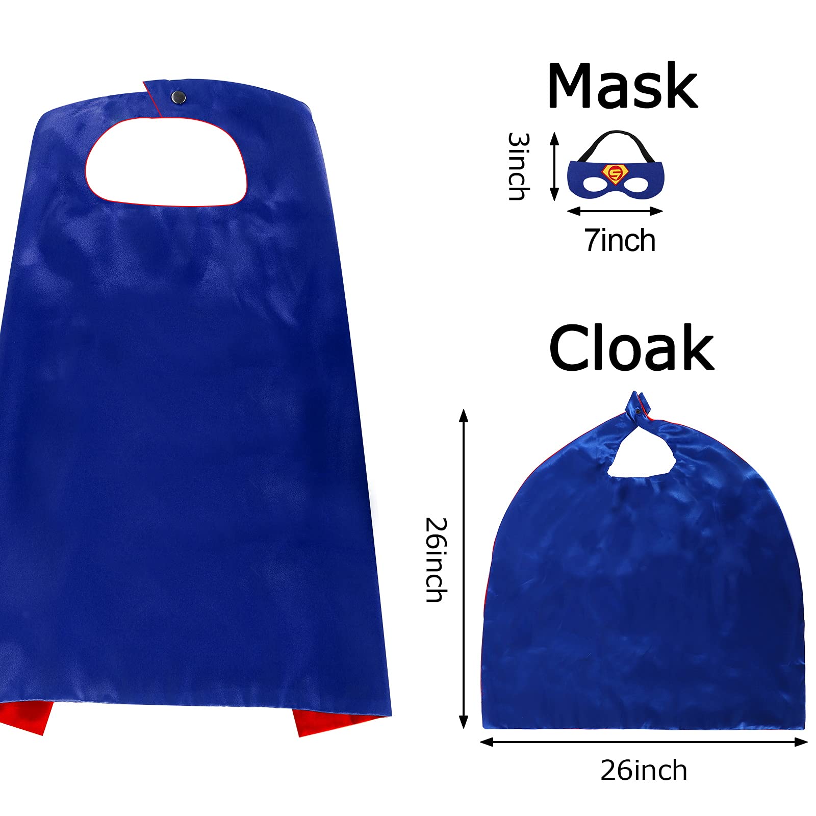 Superhero Capes for Kids,Hero Capes and Masks Fit for 4-12years old boy and girls Dress up and Holiday Costumes.