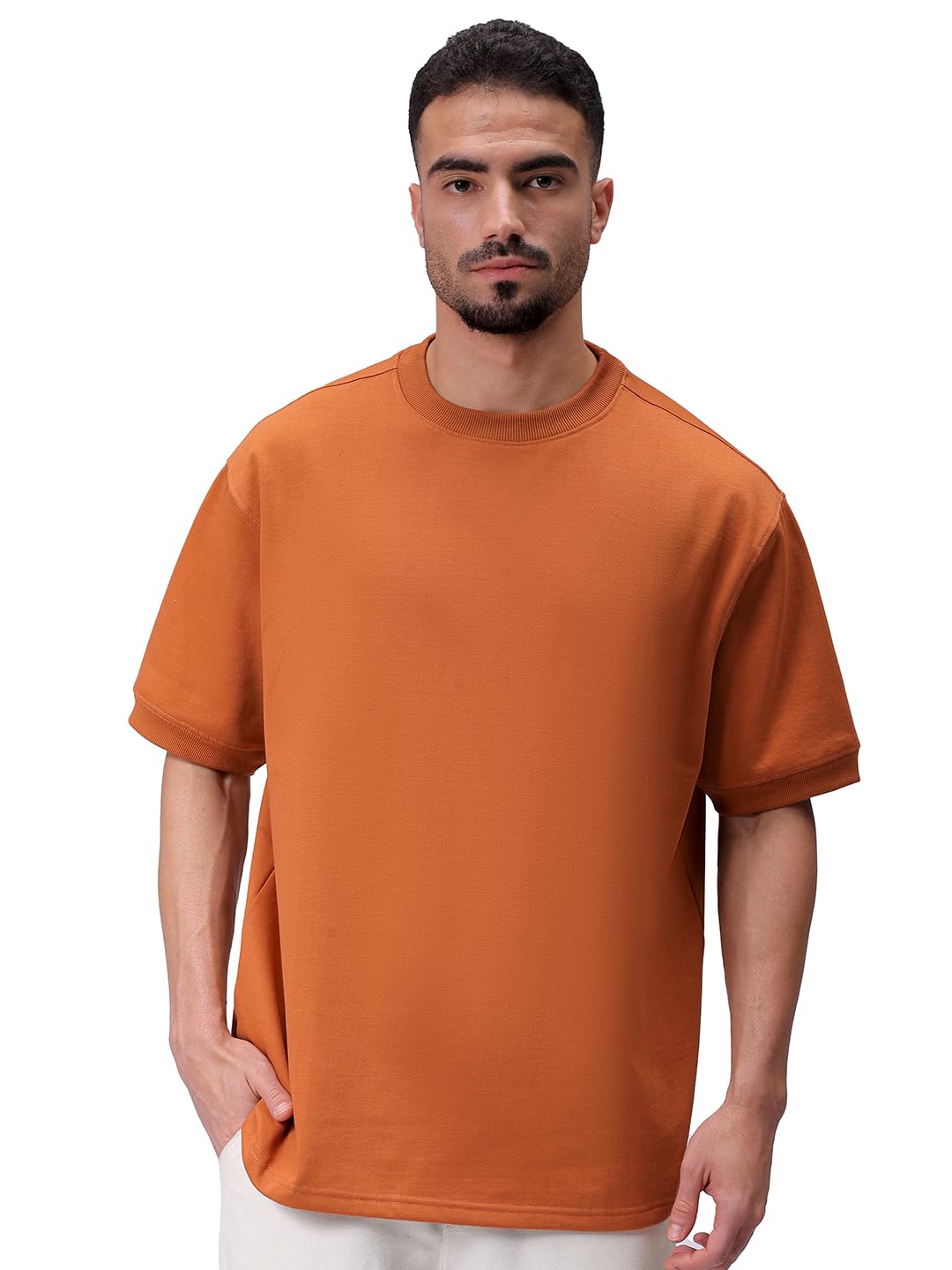 the indian garage co Men Relaxed Fit Solid Crew Neck Overhead Sweatshirt-picture-30