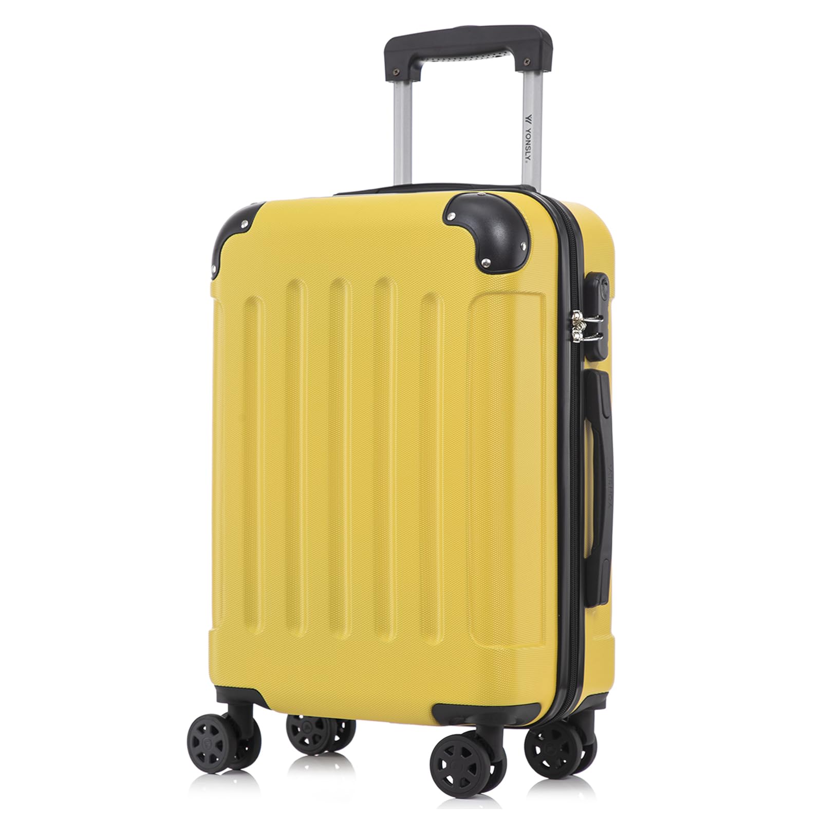 yonsly Koffer Suitcase, Trolley Reisekoffer, Rollkoffer Handgepäck mit 4 Rollen 360°, ABS Hartschalen, Sicherheitsschloss, Weicher Gummigriff, 210D-Futter