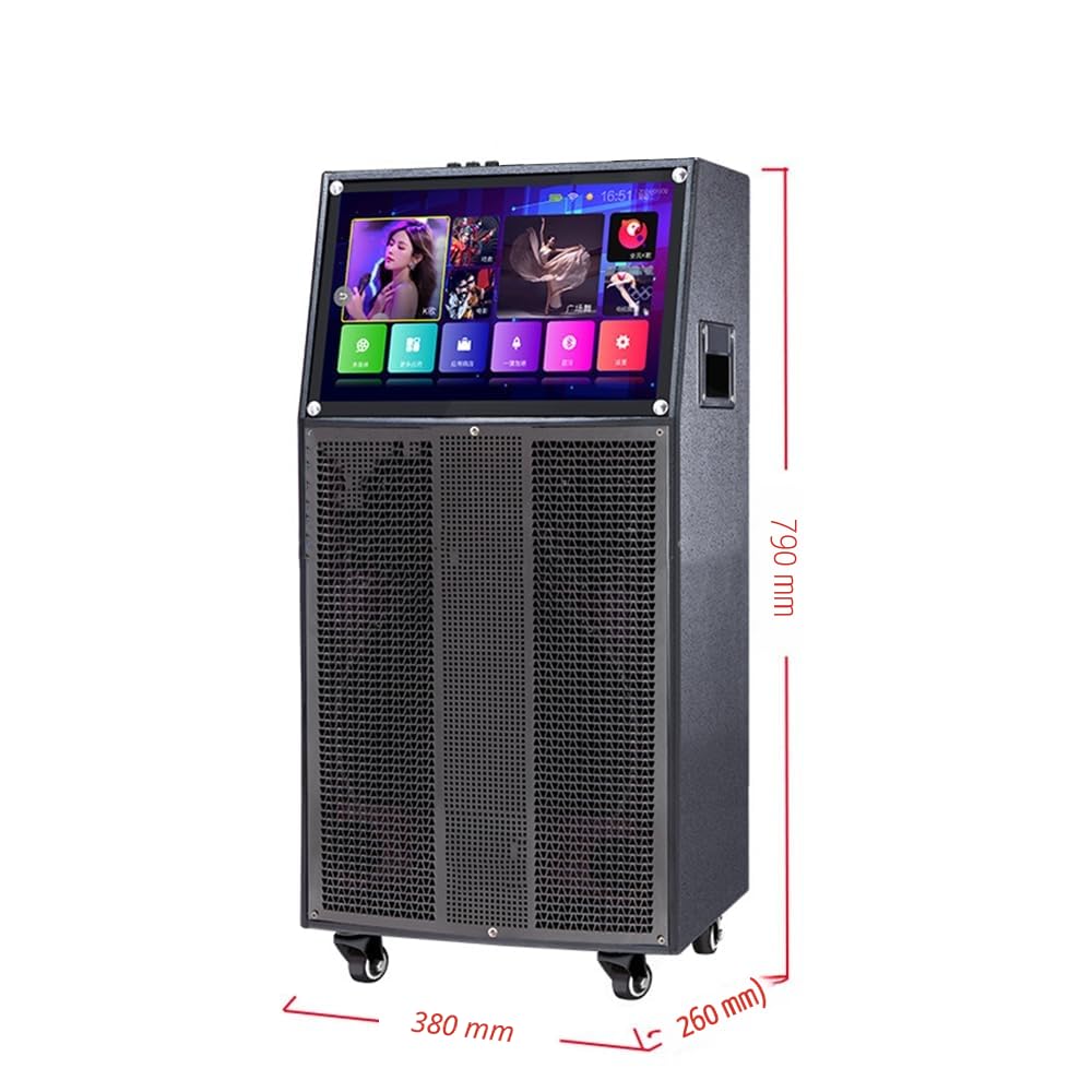 14" Máquina de Karaoke con Pantalla táctil | Sistema de PA portátil con 2 micrófonos inalámbricos | Altavoz WiFi Bluetooth para Fiesta al Aire Libre en casa |Sistema Android 40-400W