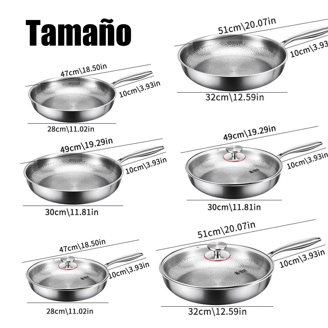 Sarten de Titanio, Sarten Titanio Con Tapa y Espátula, SartenTitanio Puro Apto Para Todo Tipo de Estufas, Sin Recubrimiento, Resistente A Los Arañazos, Antiadherente (Sin tapa, 24cm)