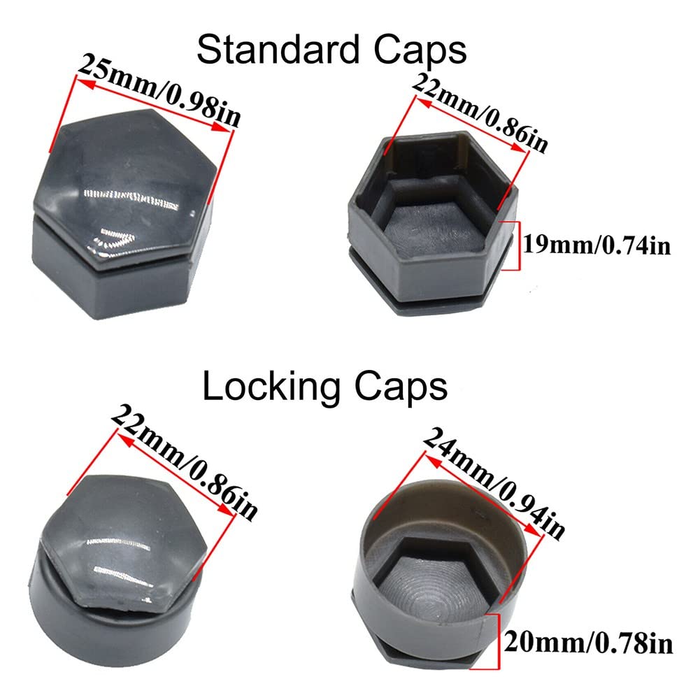 Zestaw 22 mm tappi per dadi ruota Vauxhall Insignia z kluczem