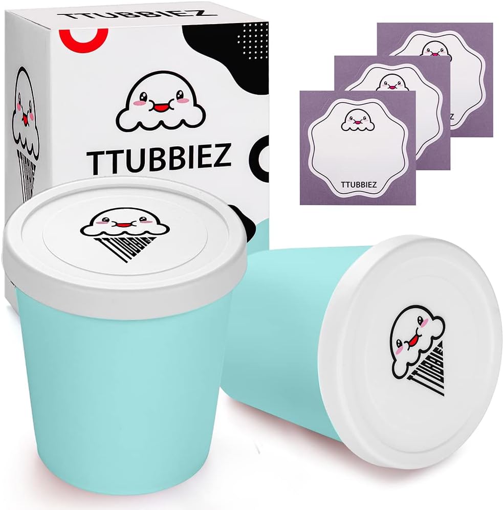 Ice Cream Containers (2 Pack - 1 Quart Each), Ice Cream Containers for Homemade Ice Cream, Ice Cream Storage Containers for Freezer, 1 Quart Freezer Containers for Ice Cream Storage - Mint Chip
