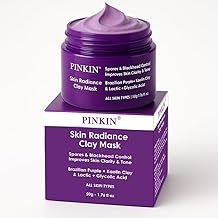 PINKIN De-Tan Clay Mask | Skin Radiance Clay Mask with Lactic Acid, Kaolin Clay & Glycolic Acid | Dark Spot Reduction & Blackheads | Deep Cleansing & Brightening Face Pack for Glowing Skin 2 X 50gm (100gm)