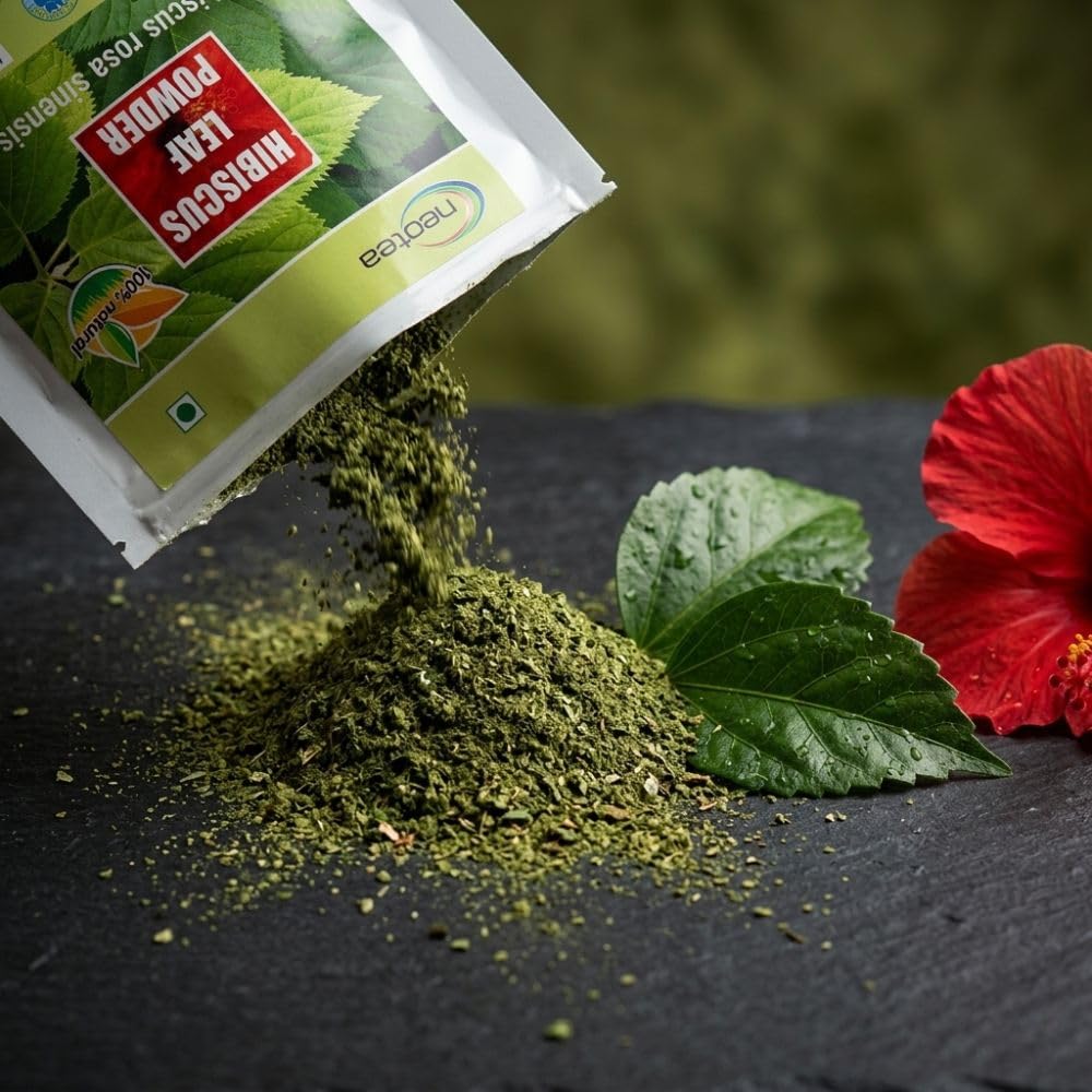 Neotea Hibiscus Leaf Powder, Sembaruthi Ilai, 300 g, naturalne leczenie wypadania włosów, wspomaga wzrost włosów, wosk bez chemikaliów