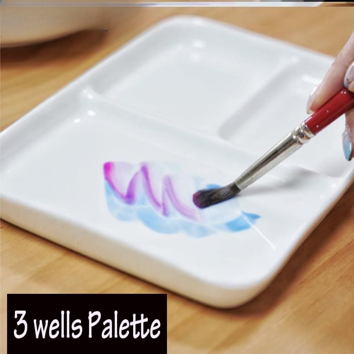 Palette d'aquarelle en porcelaine de 25,4 x 17,8 cm, plateau de mélange rectangulaire en céramique pour peintres, gouache