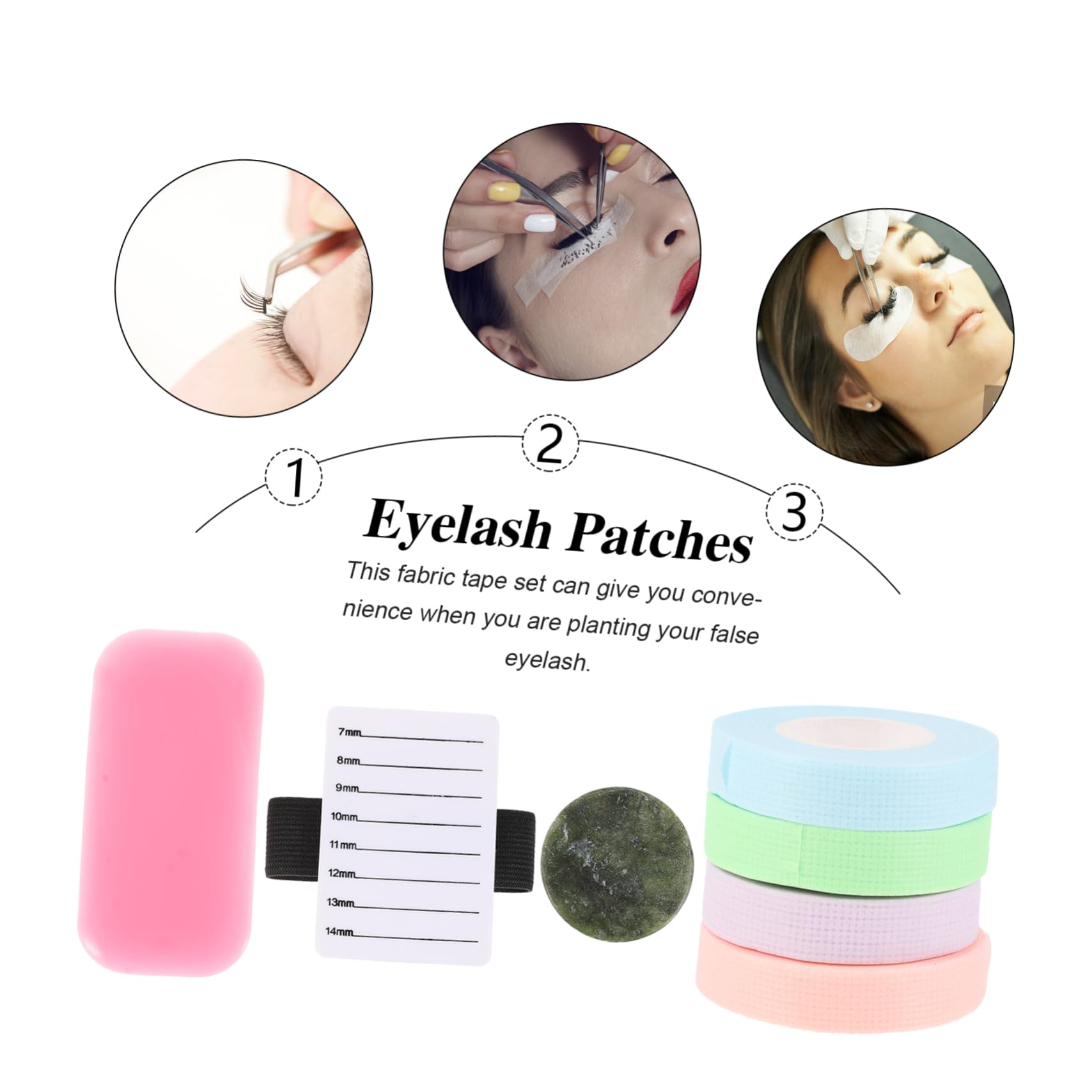 ERINGOGO 11Pcs Eyelash Isolation Tape Breathable Adhesive Eyelash Patches for Safe Eyelash Extension Application Includes Colors of Graft Tapes and Pads for Beauty