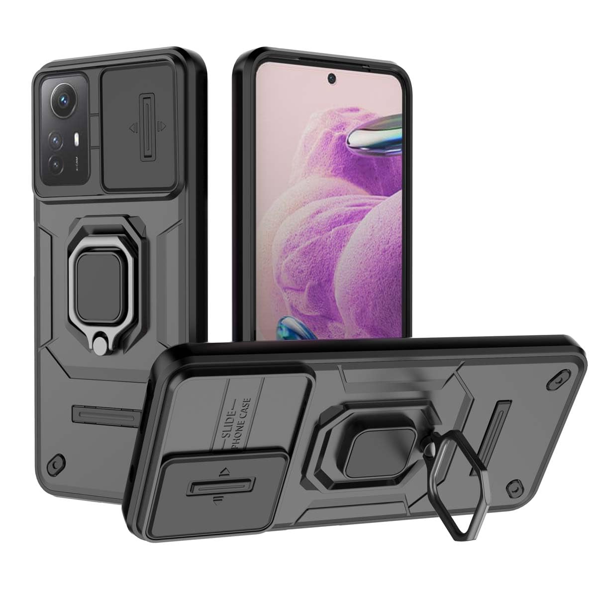 Cover Armor Per Xiaomi Redmi Note 12S 4G - COMAKU Custodia TPU+PC Antiurto Con Anello Supporto E Copriobiettivo, Oro Rosa