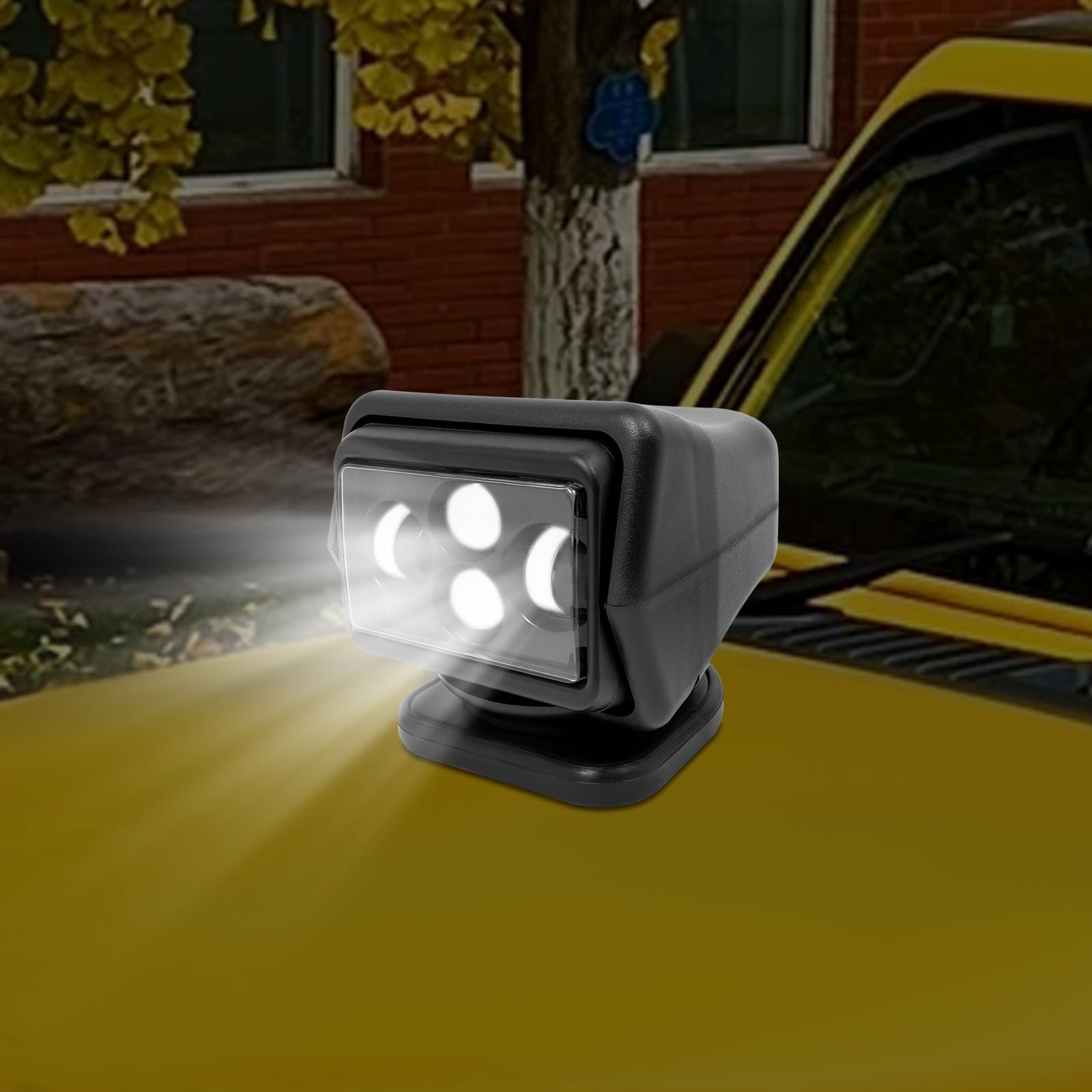 Suchscheinwerfer Boot Arbeitsscheinwerfer LED Scheinwerfer Fernbedienung Zusatzscheinwerfer 12V Für Offroad Fahrzeuge Camping Marine Mit 60 Watt Leistung 8000 Lumen 600 Meter Reichweite (Schwarz)