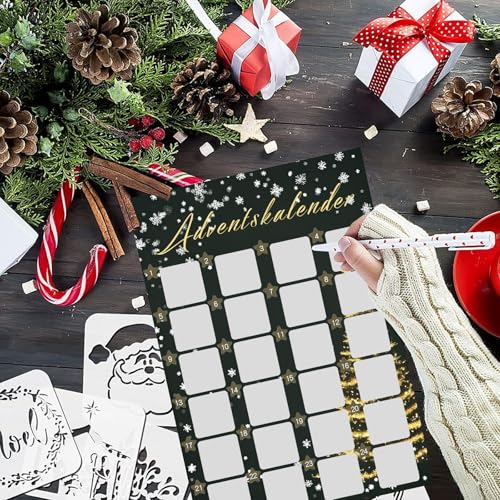 Adventskalender zum Rubbeln,2 Stück DIY Weihnachtskalender,Adventskalender 2025 für Paare zum Rubbeln in DIN A3,Rubbelkarte zum Beschriften,Rubbel-Adventskalendesr,für Paar Pärchen Freundin Freund