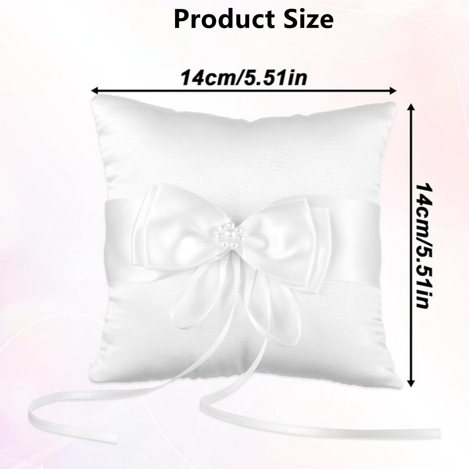 BYNYXI Cuscino per anelli di nozze, cuscino da sposa, colore bianco, con nastro, scatola per anelli, per matrimonio, coppia, anello per matrimonio