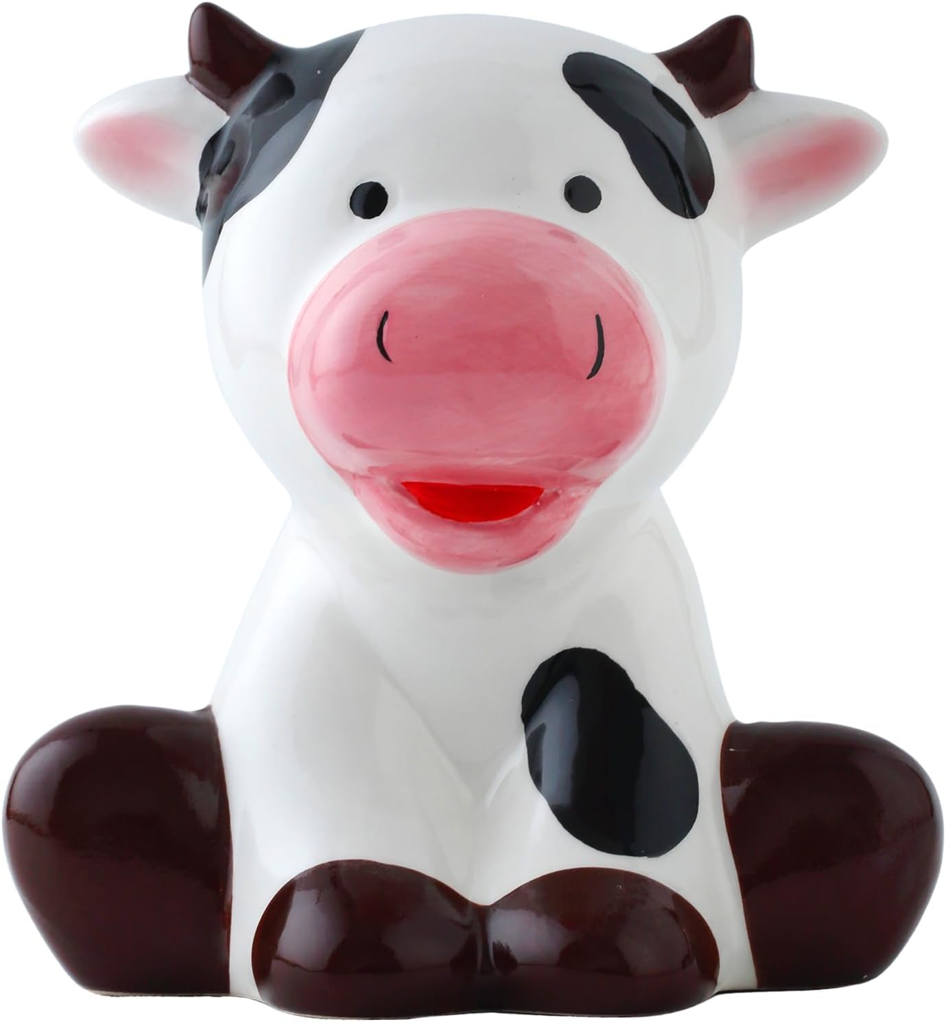 SOBEIT Dairy Cow Piggy Bank, Ceramic Piggy Bank, Cute Dairy Cattle Coin Bank Money Bank for Kids Girls Boys Baby Shower Newborn Keepsake Toddler Gift Nursery Decor