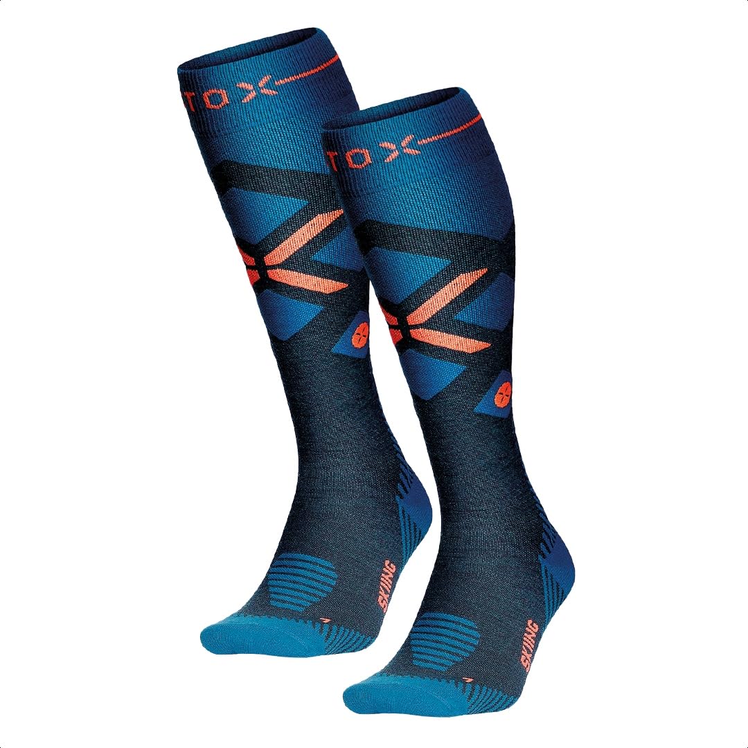 STOX Energy Socks Skisocken Herren, Merino Kompressionsstrümpfe | Ski und Snowboard Thermosocken, Klasse 2 Compression Socks Men, Thermo Socken, Kompressionssocken, Anti-Blasen, Nahtlos