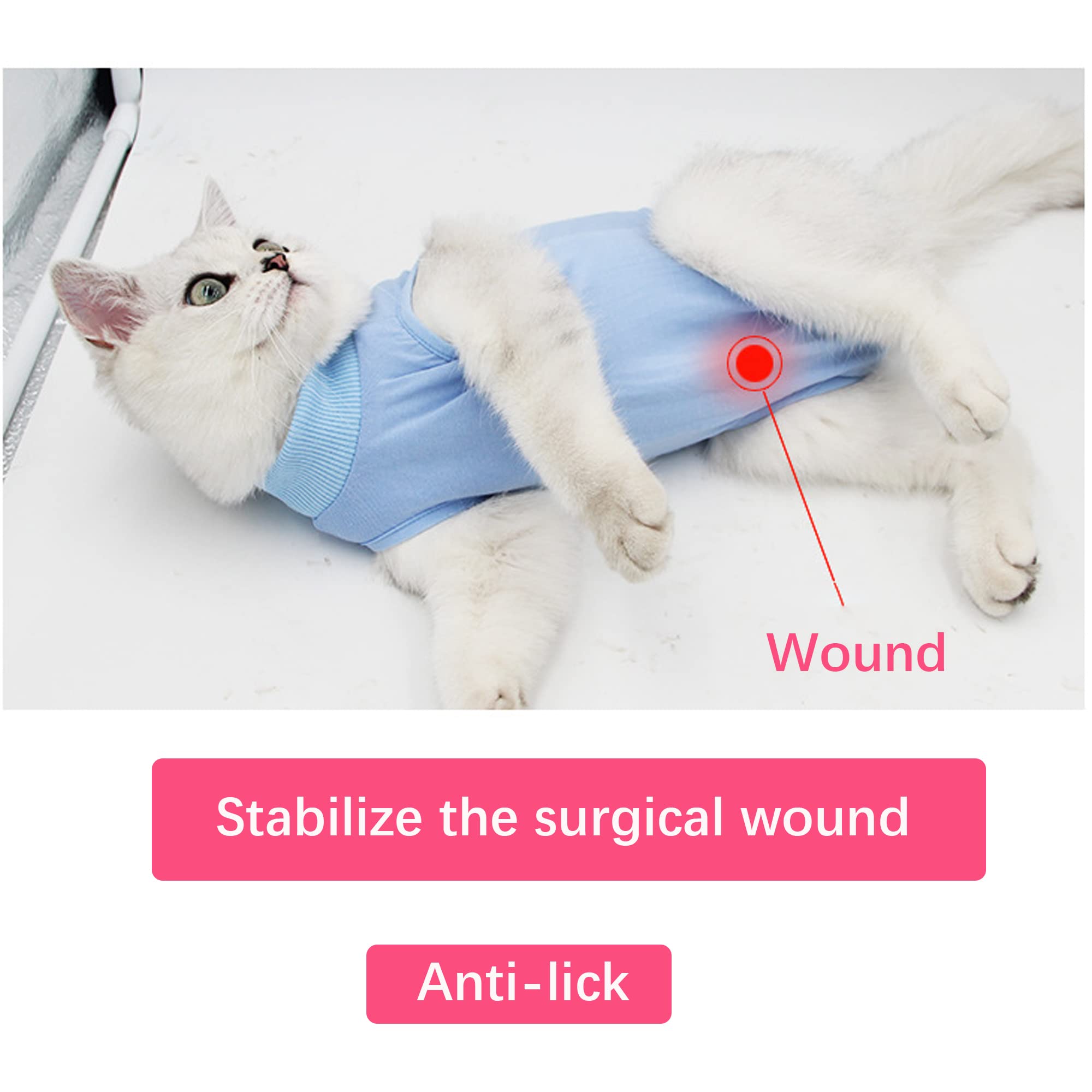 M 2.5-3.5kg Cat Professionnel Restauration Convient pour abdominaux Collerette des plaies ou des Maladies de la Peau, Gilet Chat Anti lechage, après la Chirurgie Porter (Rose)