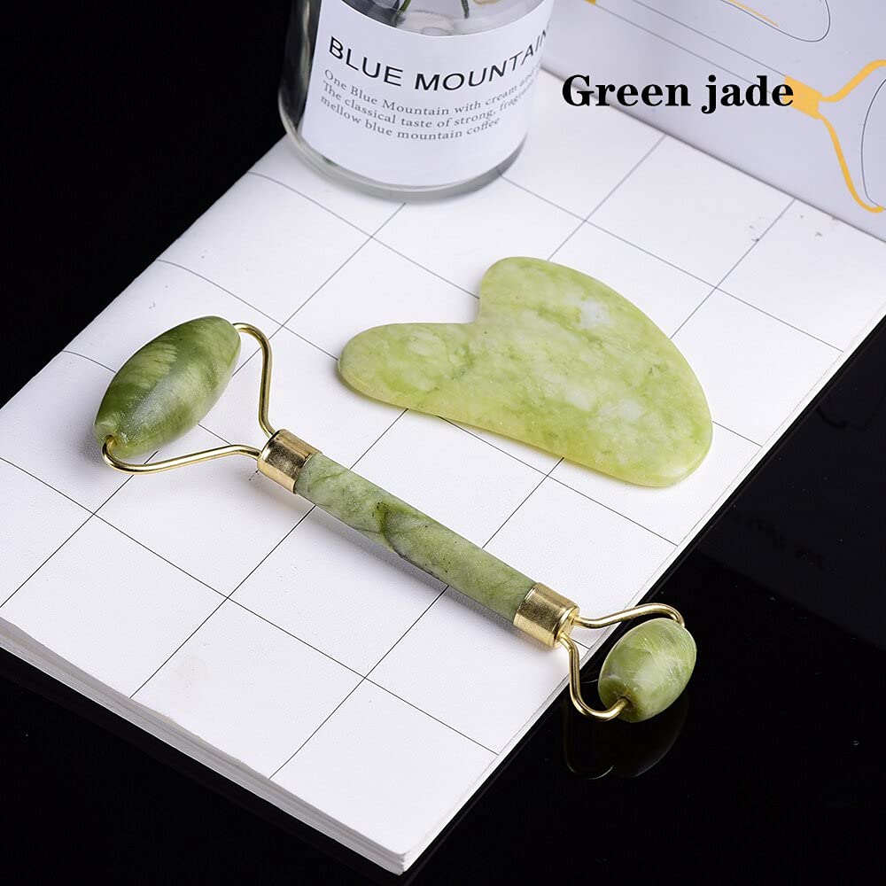 LiuliuBull Rodillo de Jade Original y Ruedas de gua sha Rodillo para Cara 100% Natural de Rosa de Cuarzo masajeador para Arrugas Anti envejecimiento (Color : Aventurine Quartz)