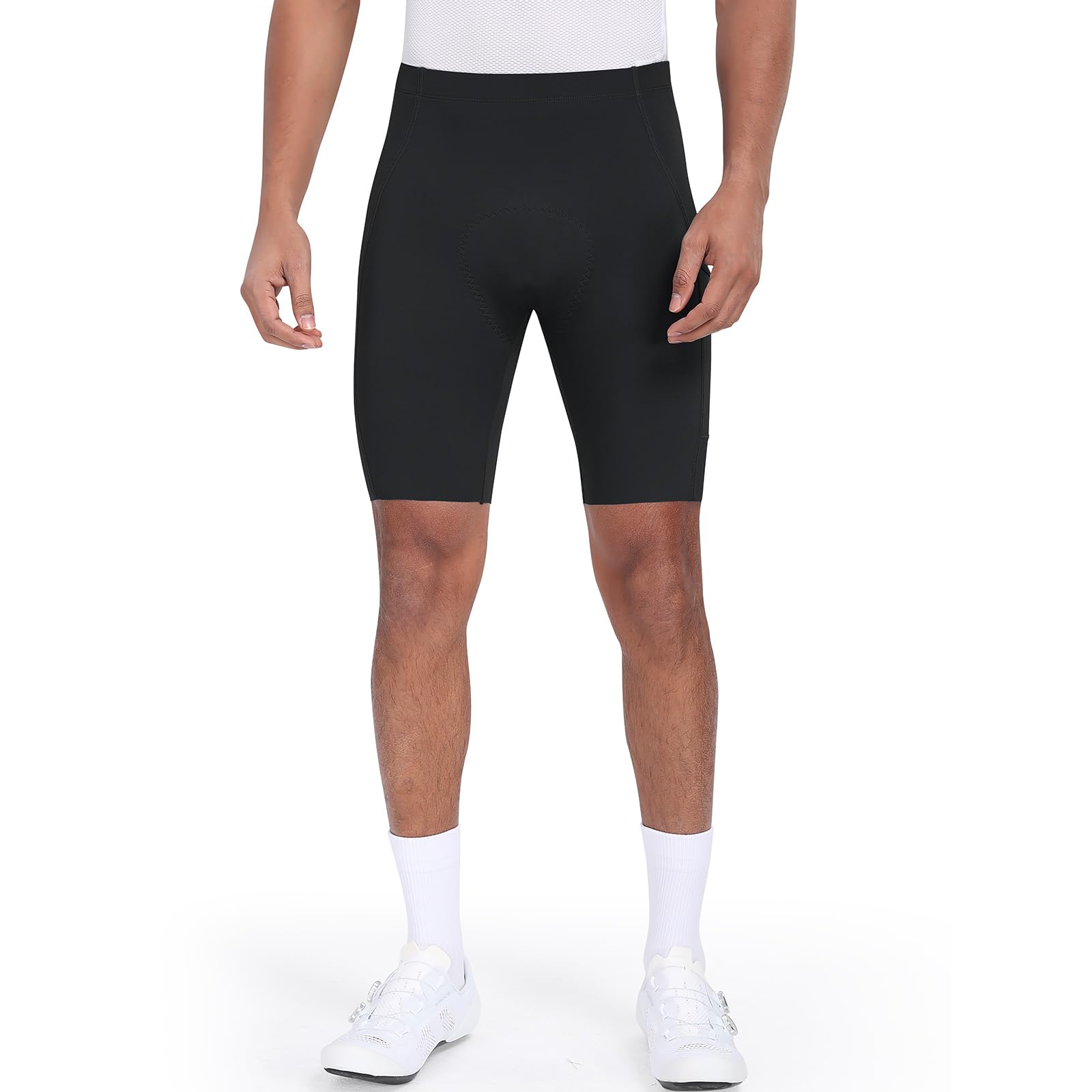 Santic Pantaloni da ciclismo da uomo, imbottiti, con imbottitura