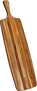 Acacia Wood Cutting Board and Large Charcuterie Board with Handle - Long Serving Board for Veggies, Bread, Cheese Board, Appetizers, and Picnic Celebrations, 24x7 Inch