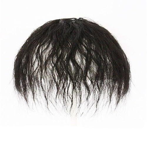 Postizo rizado de aspecto natural esponjoso con clip de cabello humano con flequillo, peluca de repuesto para cabello fino, 279.5 in, 6.7 in, color