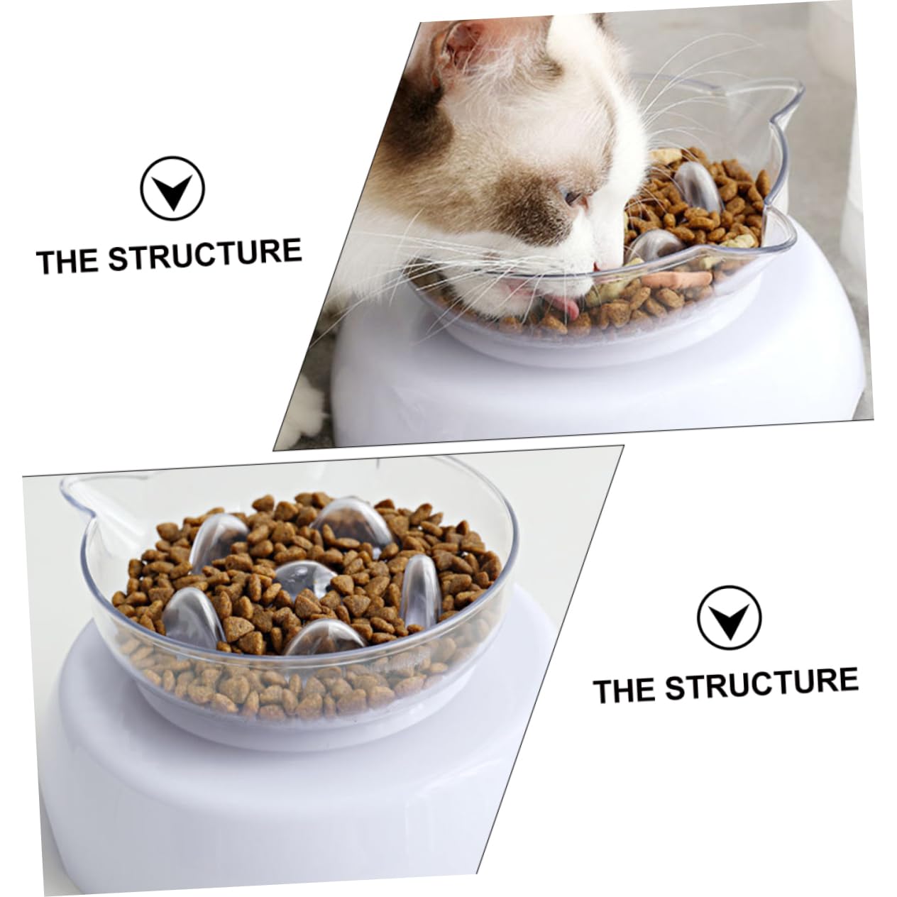 ERINGOGO Oblique Mouth Cat Food Bowl Neck Protective Design Tilt Durable Feeding Dish for Cats Pet Supplies Transparent Stable Stylish