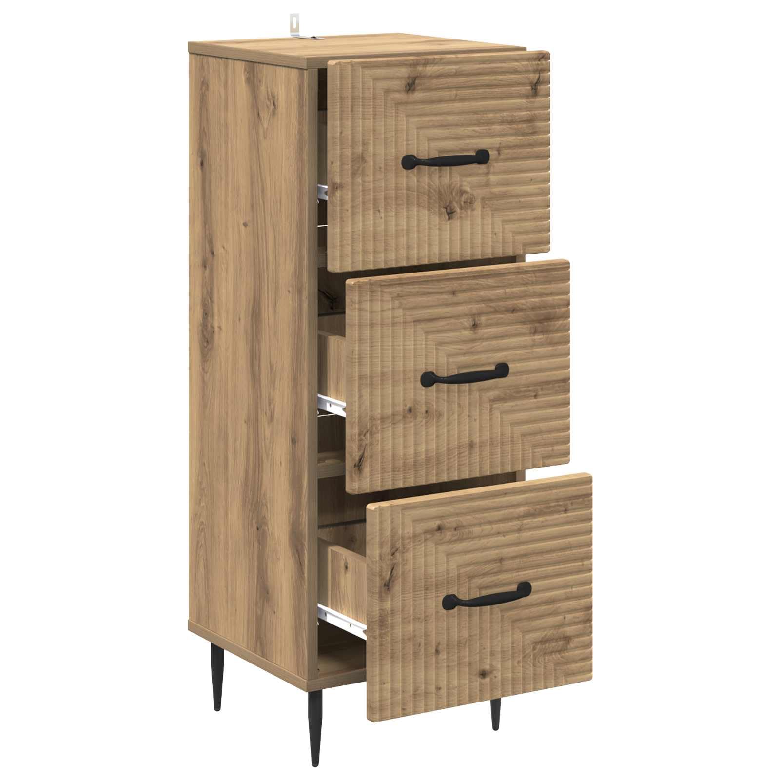 Cassettiera in rovere Artisan, 33 x 34,5 x 89,5 cm, con 3 cassetti, versatile per soggiorno, ufficio, corridoio e officina