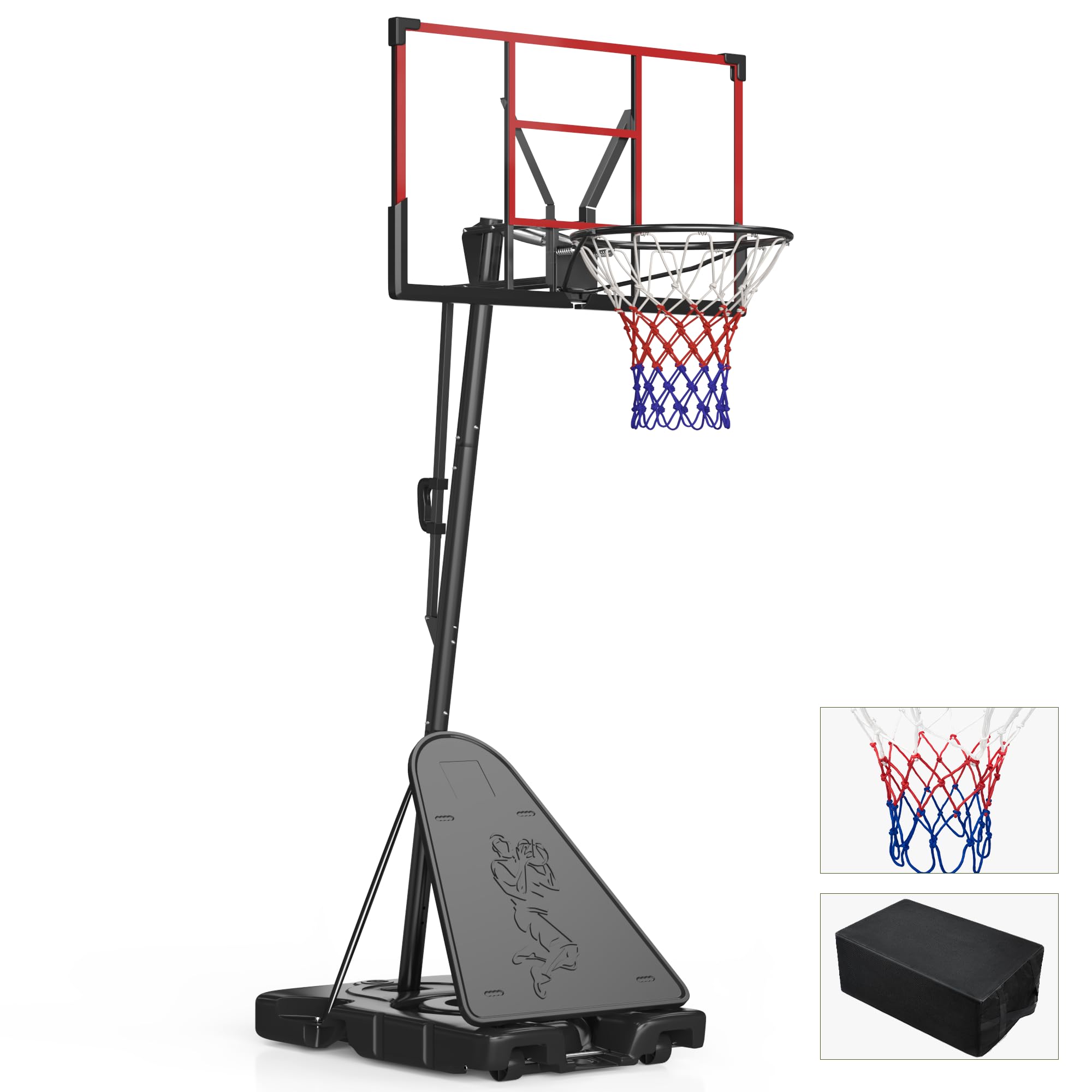 VIWAT Basketball Hoop Outdoor 4.4-10FT Adjustable Kids Basketball Hoop Indoor Basketball Goal 45’’PC Shatterproof Backboard Portable Toddler Basket