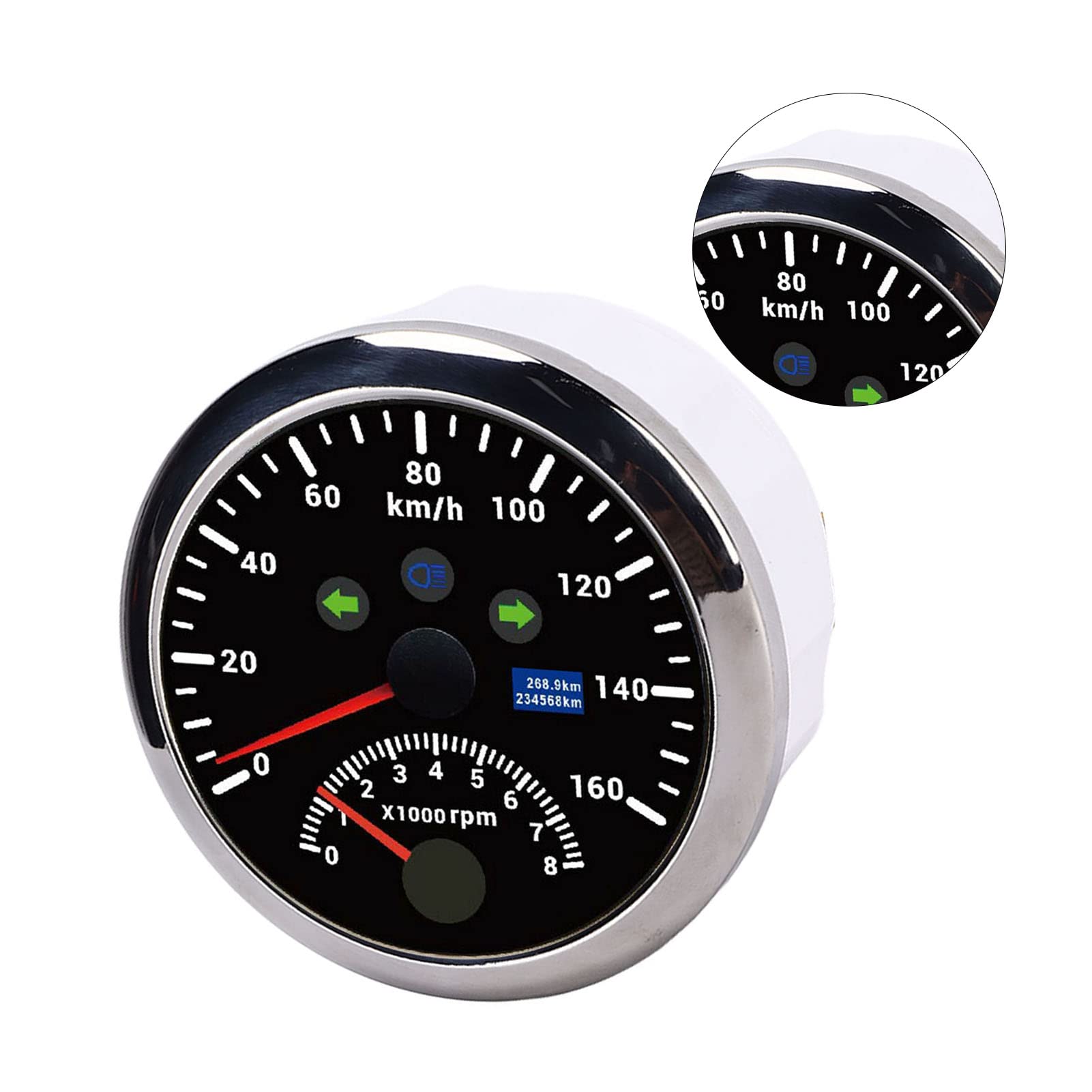 Ejoyous Speedometr GPS, Wysoka dokładność Wskazania, Niskie Zużycie Energii, Szerokie Napięcie Robocze, Wodoodporne IP67, Liczba Liczby Prędkości 85 Mm ((Czarny CX8201))