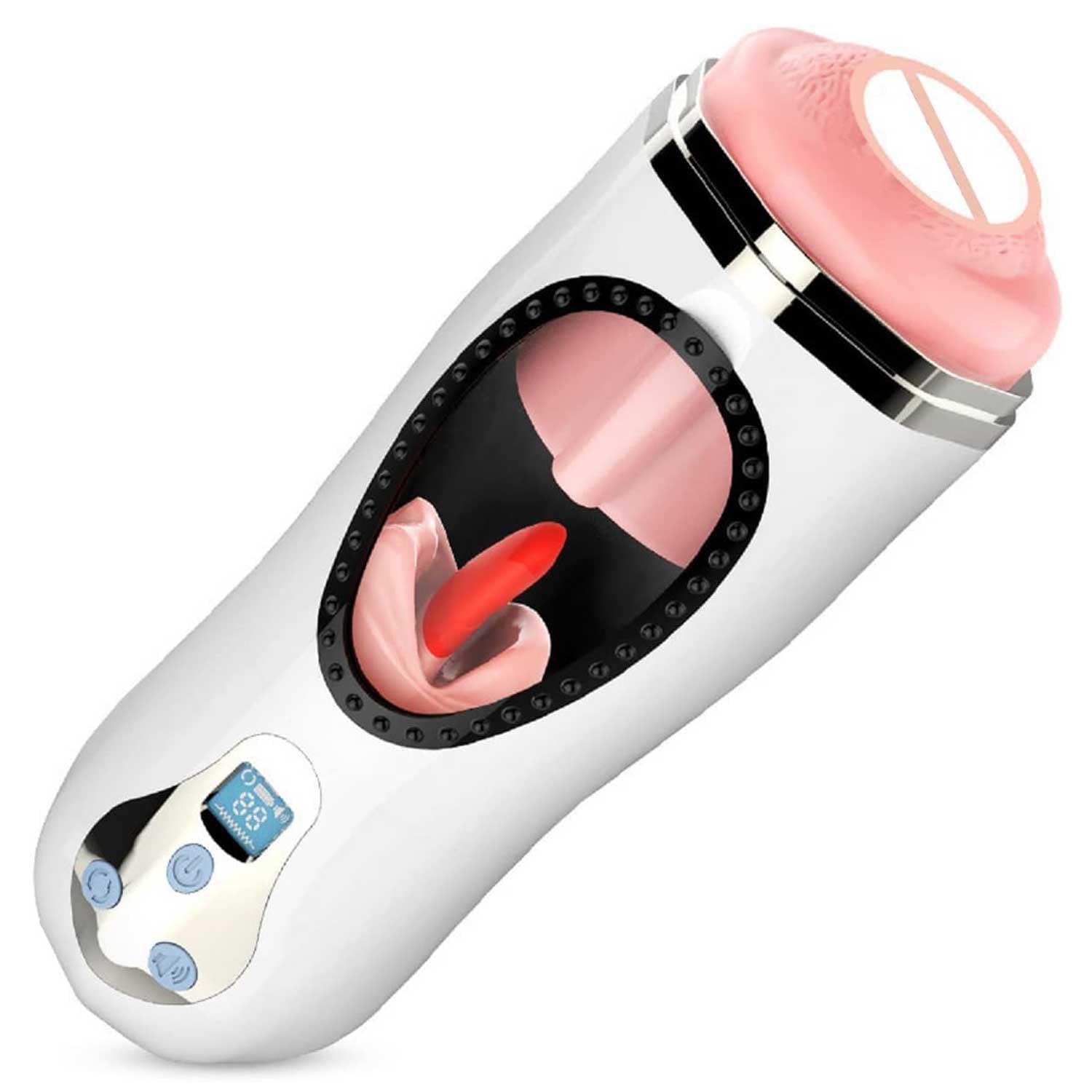 Automatischer Oralsex Masturbator Cup Mann Mit 7 Vibrationsmodi und 12 Rotationsmodi, Elektrische Handfrei Cup Masturbatoren Mit 3 Tönen Blowjob Sexspielzeug Für Männer,White