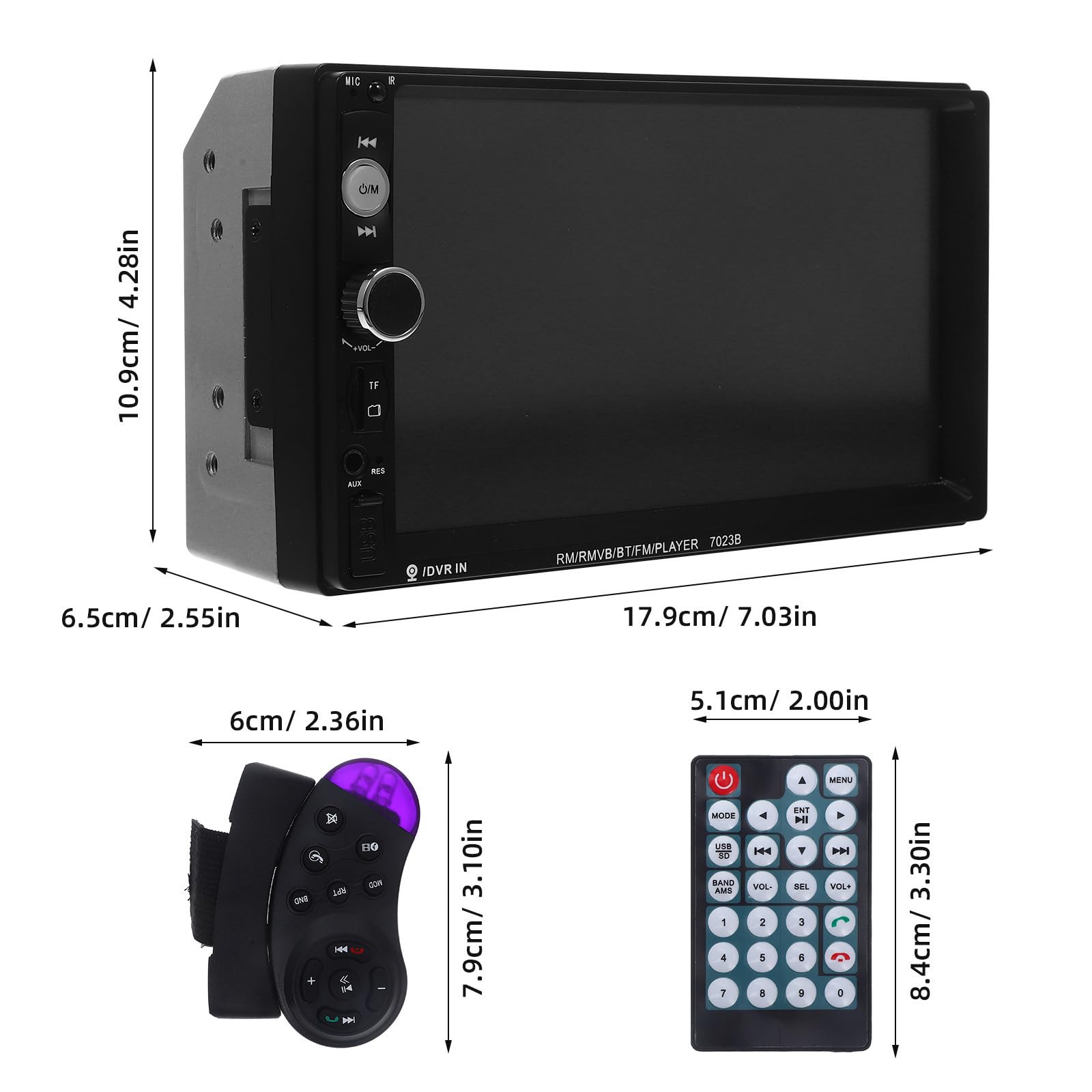 DOITOOL Estéreo de Coche de Doble DIN Pantalla Táctil de 7 Pulgadas, Radio FM, Reproductor Multimedia, Compatible con Sistema de Conectividad para Coche, Negro