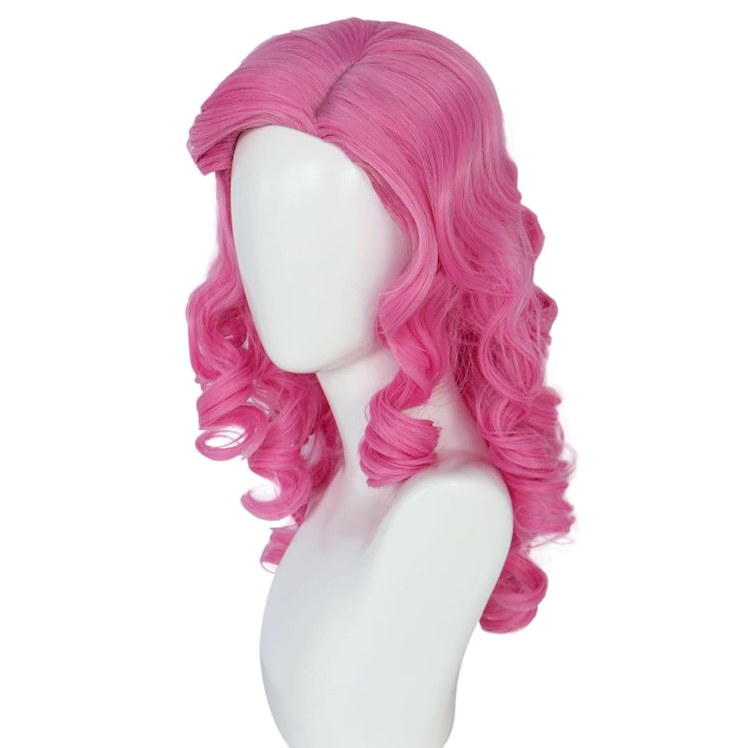 Pink Wavy Halloween Cosplay Wig Costume Wigs for Women Adult with Hairpins