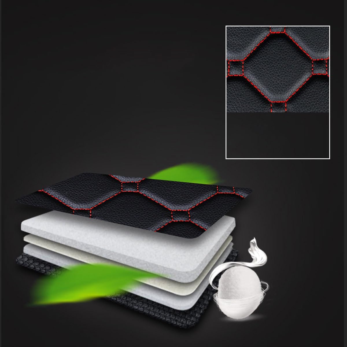 Car Boot Mats Cargo Liners for Audi Q6 E-tron 2024 2025(with Left and Right air outlets),Leather Rear Cargo Liners Anti Slip Rear Trunk Storage Interior Accessories,A/Black