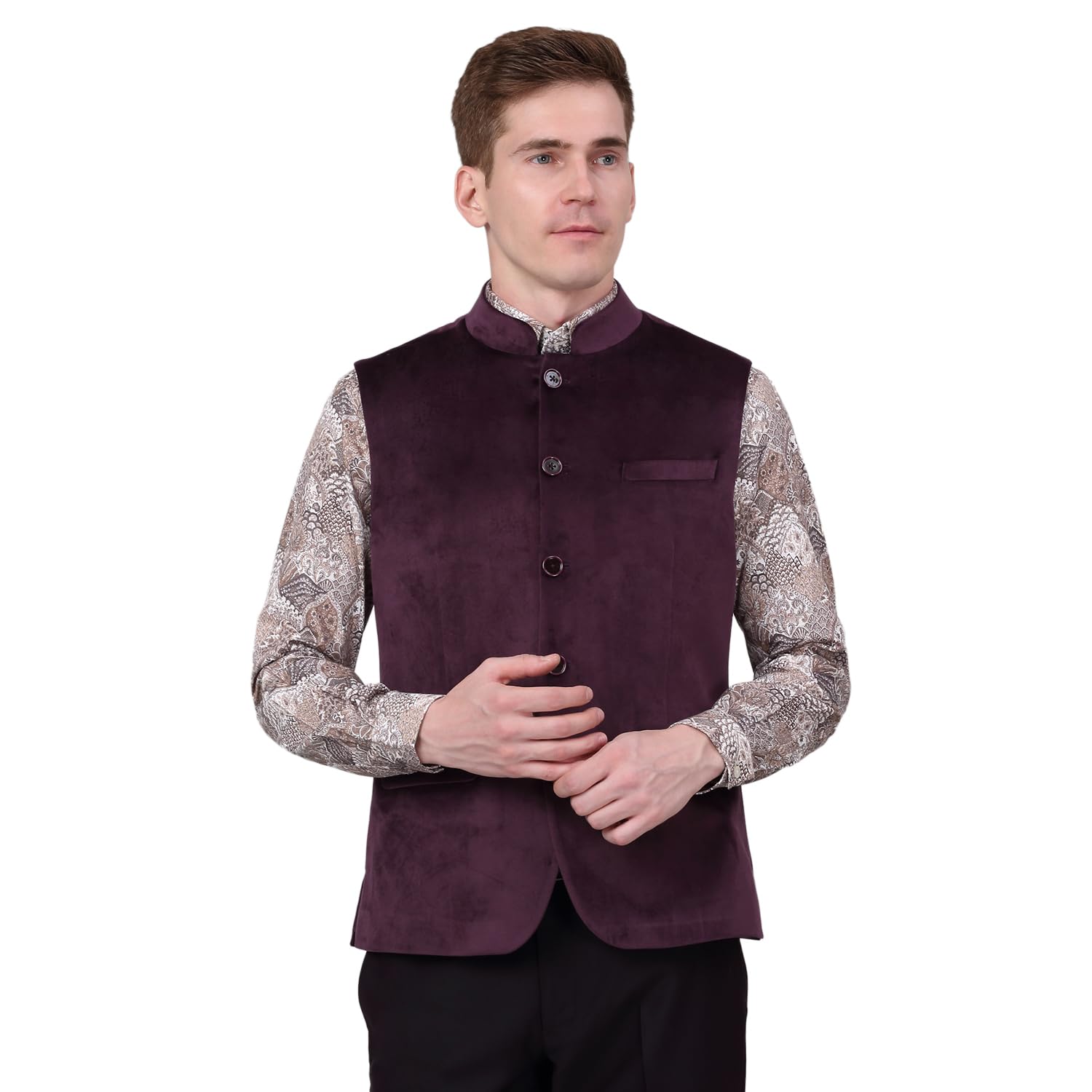 Men Solid Mandarin Collar Waistcoat l Waist Coat for Men