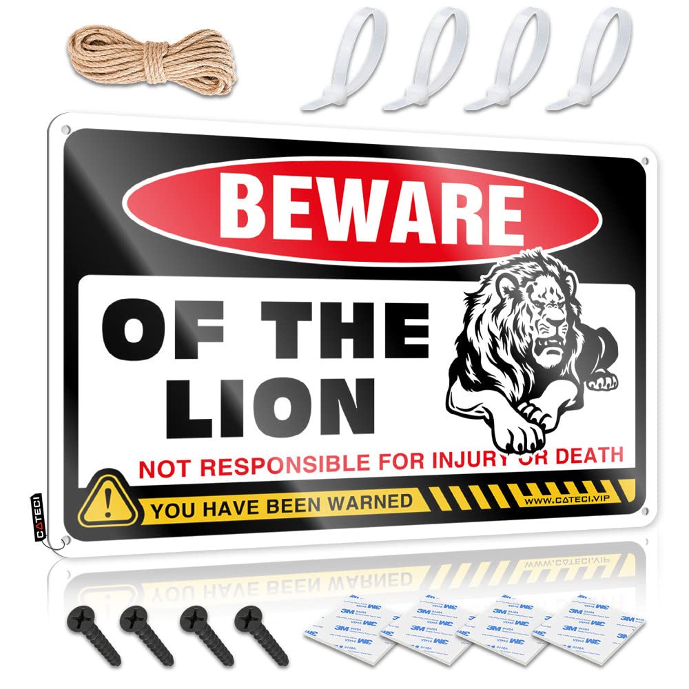 Ibwnbbusn One Color Metal Signs For Home Decor Beware Of Lion Tin Sign Mancave Signs And Decor Bbq Signs Outdoor