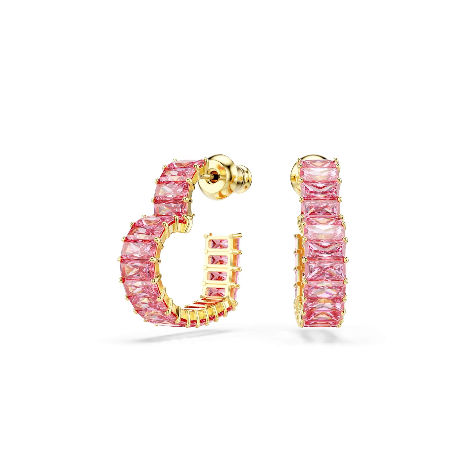 Swarovski Women's Gold Matrix Pink Crystal Hoop Earrings 5706340