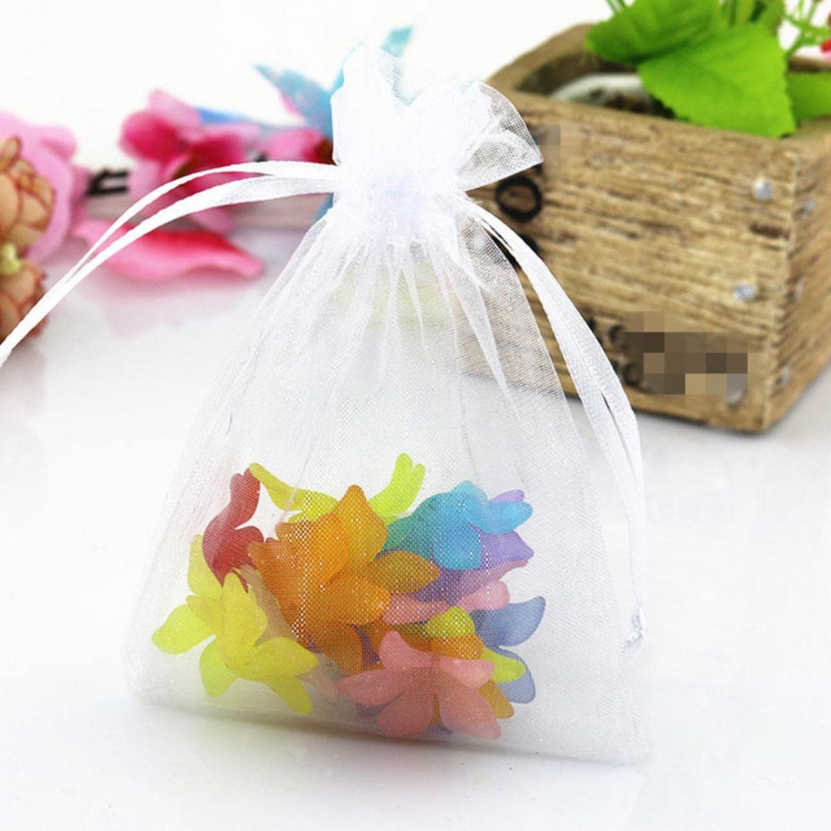 torby z organzy, 10 sztuk 15x20 17x23 20x30 Organza Torby Opakowania Woreczki Bożonarodzeniowe Biżuteria Torba Ślub Dekoracja Urodziny Party Supplies Craft Bag(Wit,20x30cm Organza Bags)