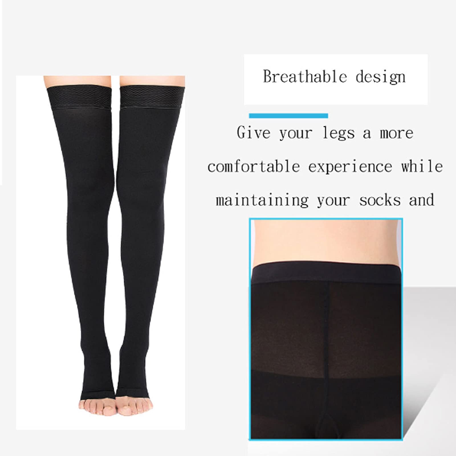 Medias elásticas Venas varicosas Calcetines Pantimedias Dedos Cerrados Tobillo Guardia Medias de compresión para Deportes Correr Recuperación Espinilleras,Flesh,XXL (Black L)