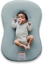 Snuggle Me® Baby Lounger Curve (0-6 Months) - Premium Organic Cotton with Foam Core, Machine-Washable Cover, Buttery-Soft & Breathable Infant Lounger with Travel Bag (30 in x 20 in x 1.9 in) - Slate