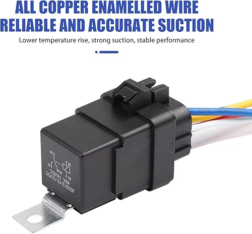 Miniatura 2 de 1 relé automotriz de 5 pines, relé impermeable de 40 A 12 V CC con arnés de cableado de coleta resistente, enchufe SPDT integrado de seguridad con