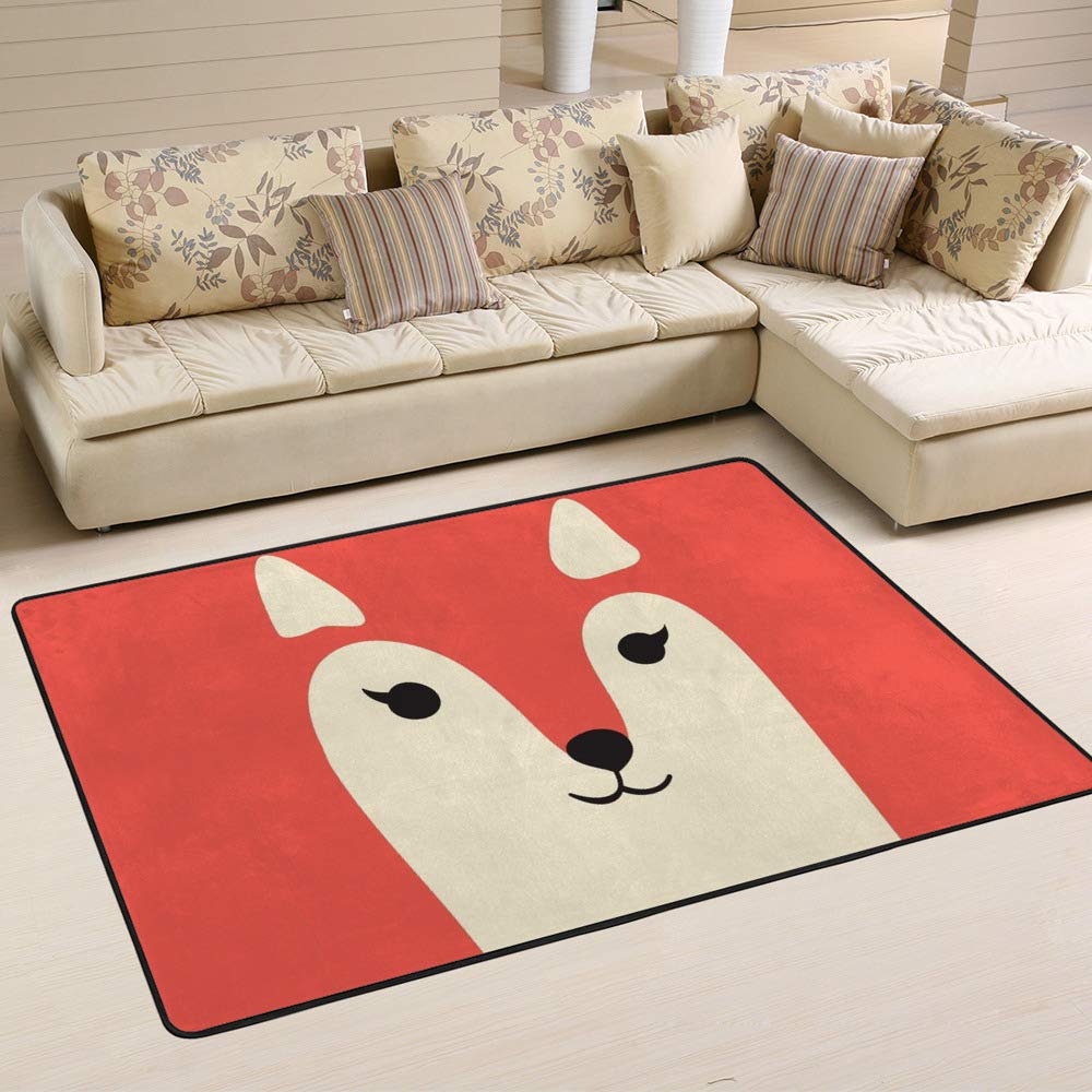 Tapis renard rouge Ruchen pour chambre d'enfant et salon chaleureux en famille