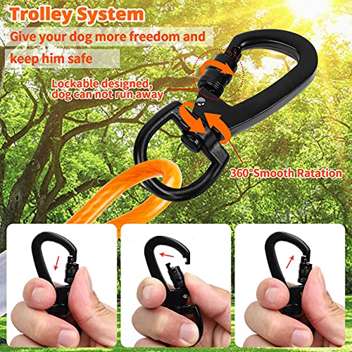 Jenico Dog Tie Out Cable - 50Ft/70Ft/100Ft Overhead Trolley System For Dogs Up To 250Lbs - Heavy Duty Dog Runner Cable With 10Ft Dog Lead For Yard Camping Outdoor #TOP2