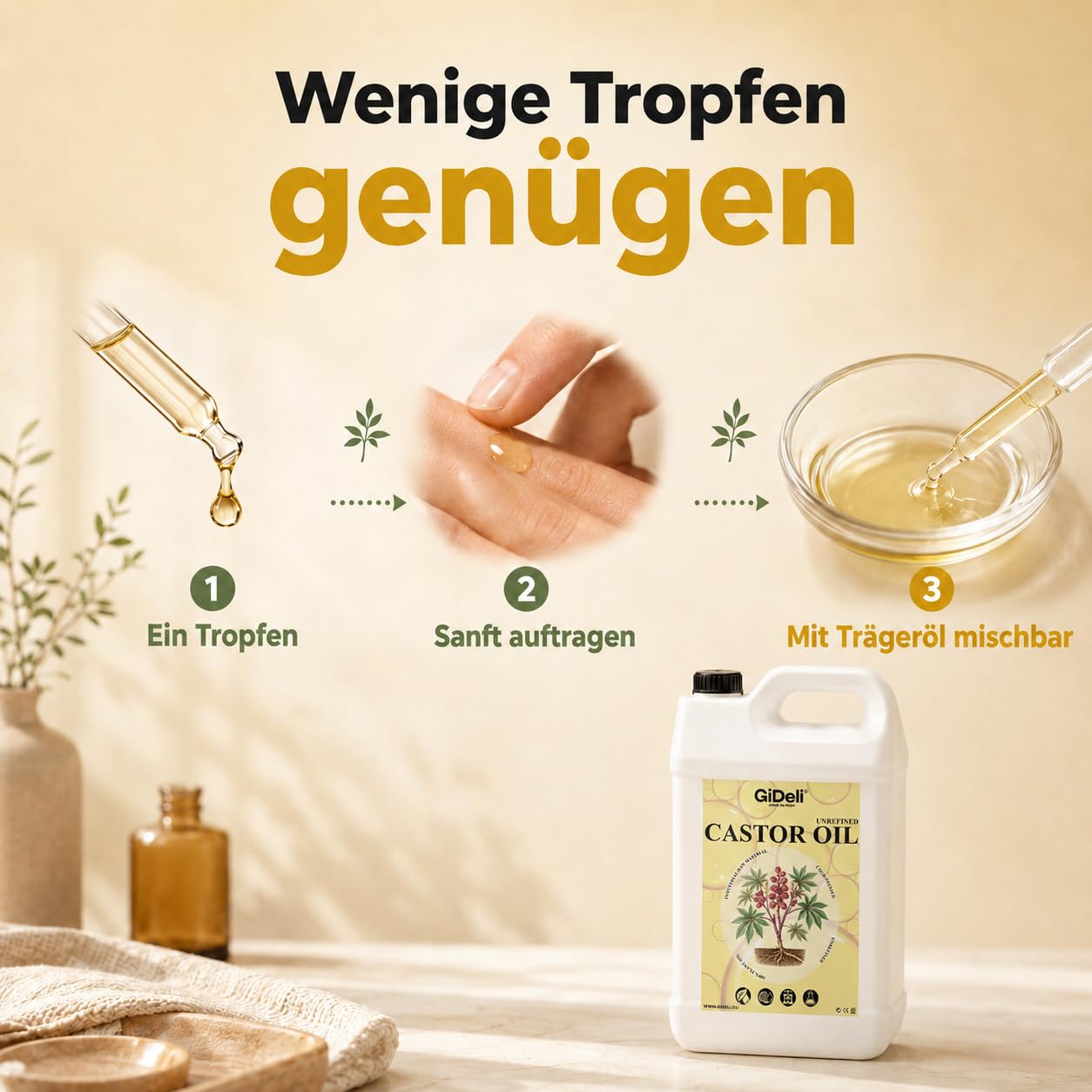 GiDeli Rizinusöl Kaltgepresst 5L Castor Oil Ph. Eur. für Haare und Haut