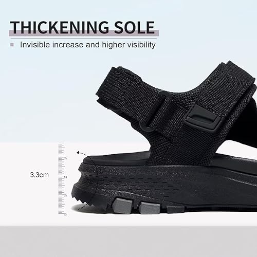 Vista 3 de MEGNYA Sandalias cómodas para caminar para hombre, sandalias deportivas suaves de senderismo con tres correas ajustables de velcro y velcro