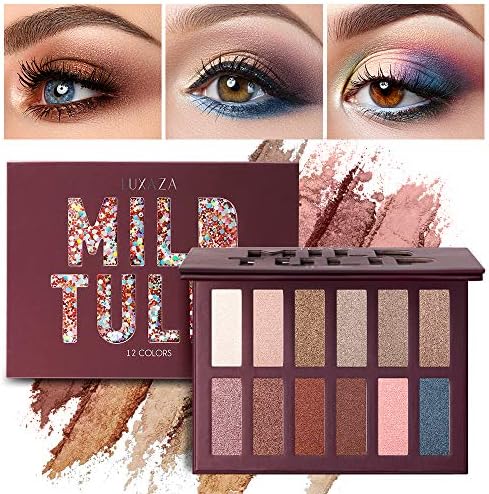 LUXAZA Neutral Nudes Makeup Eyeshadow Palette Brown Metallic, Warm Natural Bronze Copper Pearl Shimmer Satin Eye Shadow, Highly Pigmented Makeup Palette