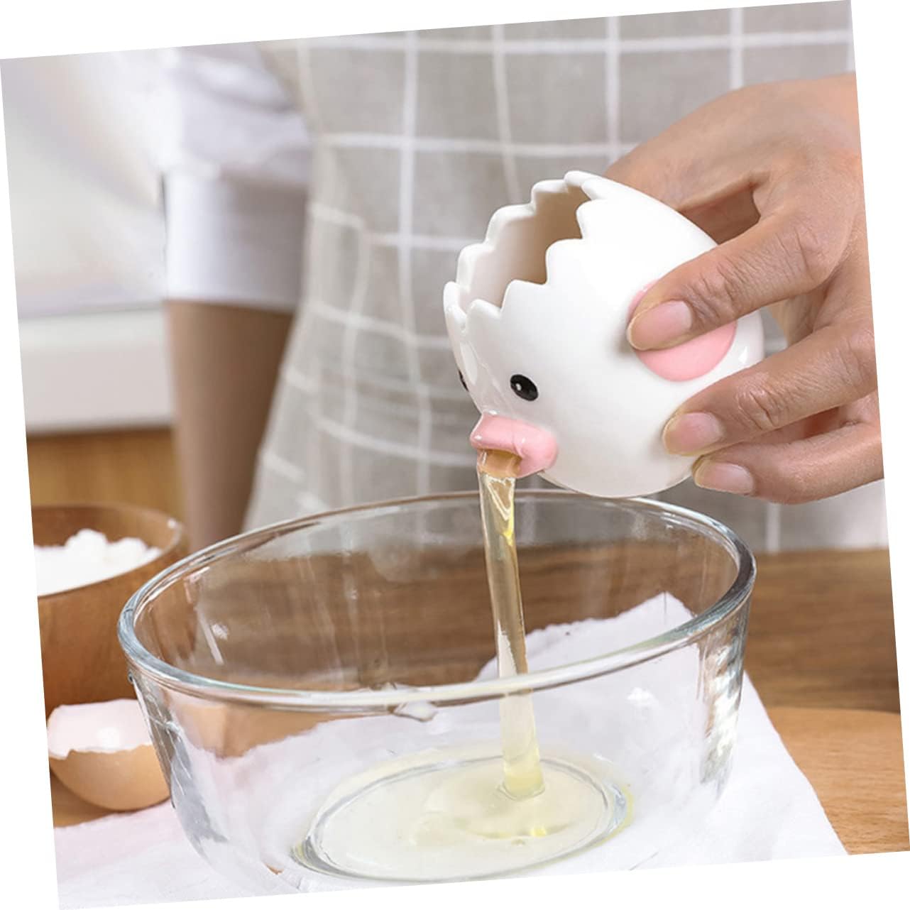 Ceramic Egg Separator Pink Oval Chicken Mouth Yolk Divider