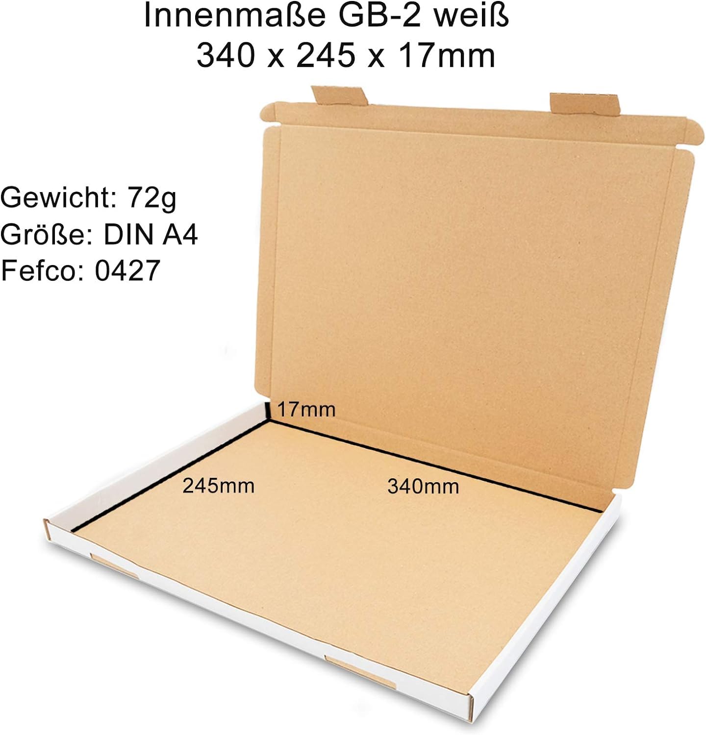 verpacking300 cajas de cartón para cartas grandes Cajas de envío 350 x 250 x 20 mm, blancas, GB-2 cajas de cartón para cartas grandes, cajas de embalaje,