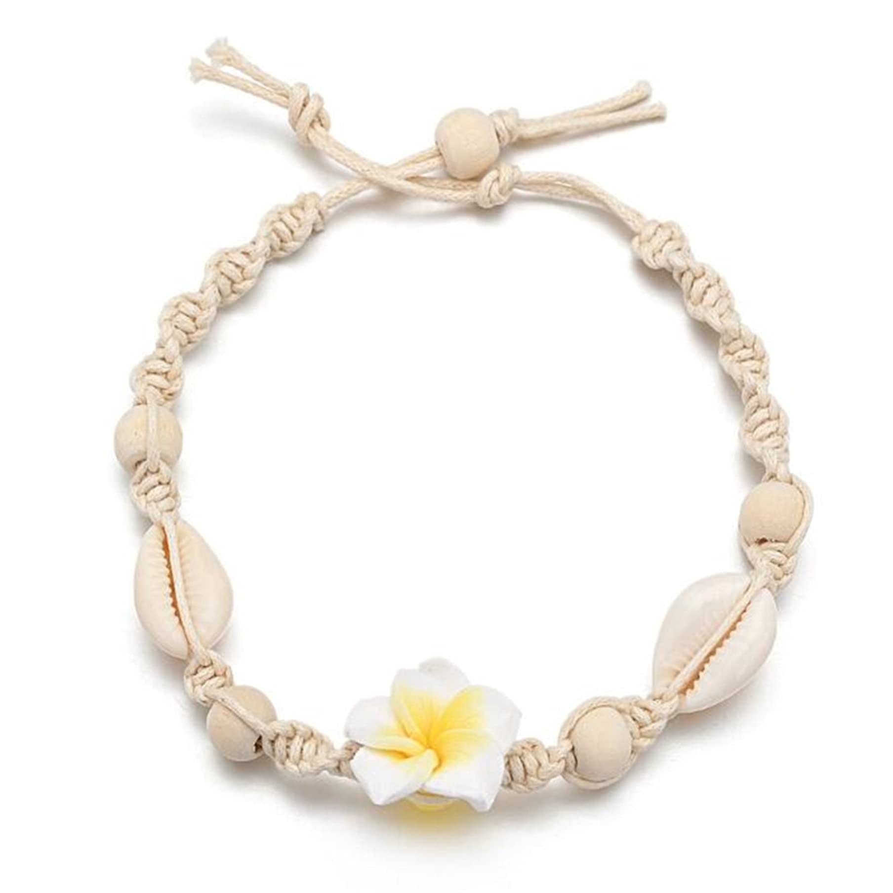 Cavigliere sexy con fiore bianco Shell regolabile cavigliere catena spiaggia gioielli piede per donne e ragazze bohemien tessuto cavigliera moda