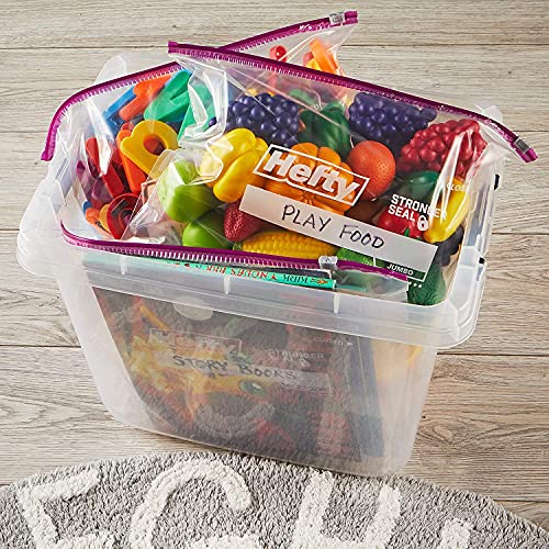 Hefty Jumbo Slider Bags 15 ct - Reusable Plastic Storage Bags with Slide Zip Closure - Clear & Purple - 2.5 Gallon Capacity - Leak Resistant - Perfect for Food & Household Items by Hefty - Image 7