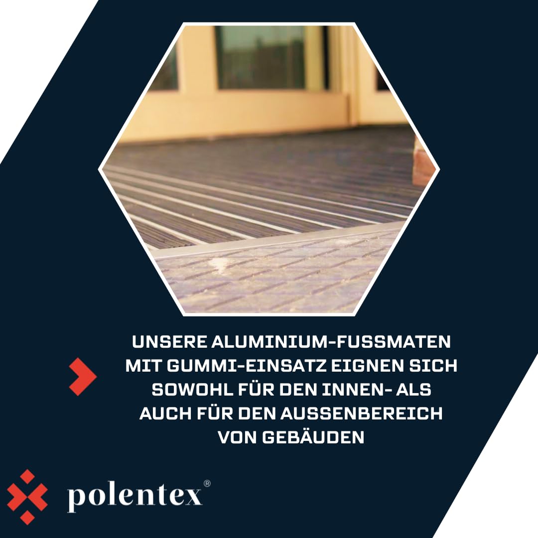 Aluminium Fußmatte für Türen mit Rahmen, 100x50 cm, Verstärkt 17 mm, Gummi-Einlage, Objektgeeignete Eingangsmatte für Innen & Außen, Witterungsbeständig, Schwarz