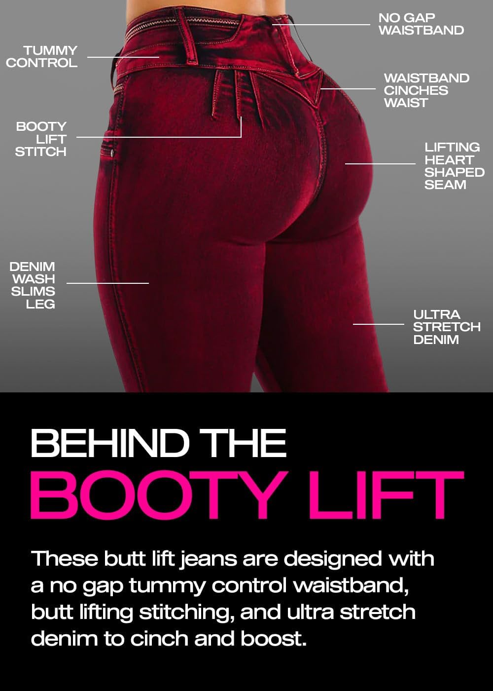 Moda Xpress Butt Lifting Jeans for Women - High Waisted Skinny Levanta Cola Stretch Jeans - Image 5