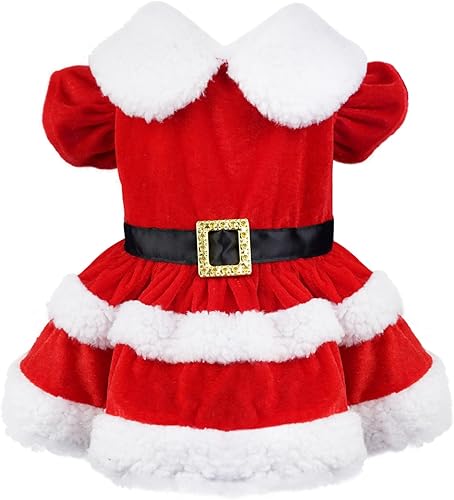 Miniatura 1 de Idepet Traje de Navidad para perro, vestido de Papá Noel, disfraz de cachorro, falda de perro de Navidad para perros pequeños, niñas, ropa térmica