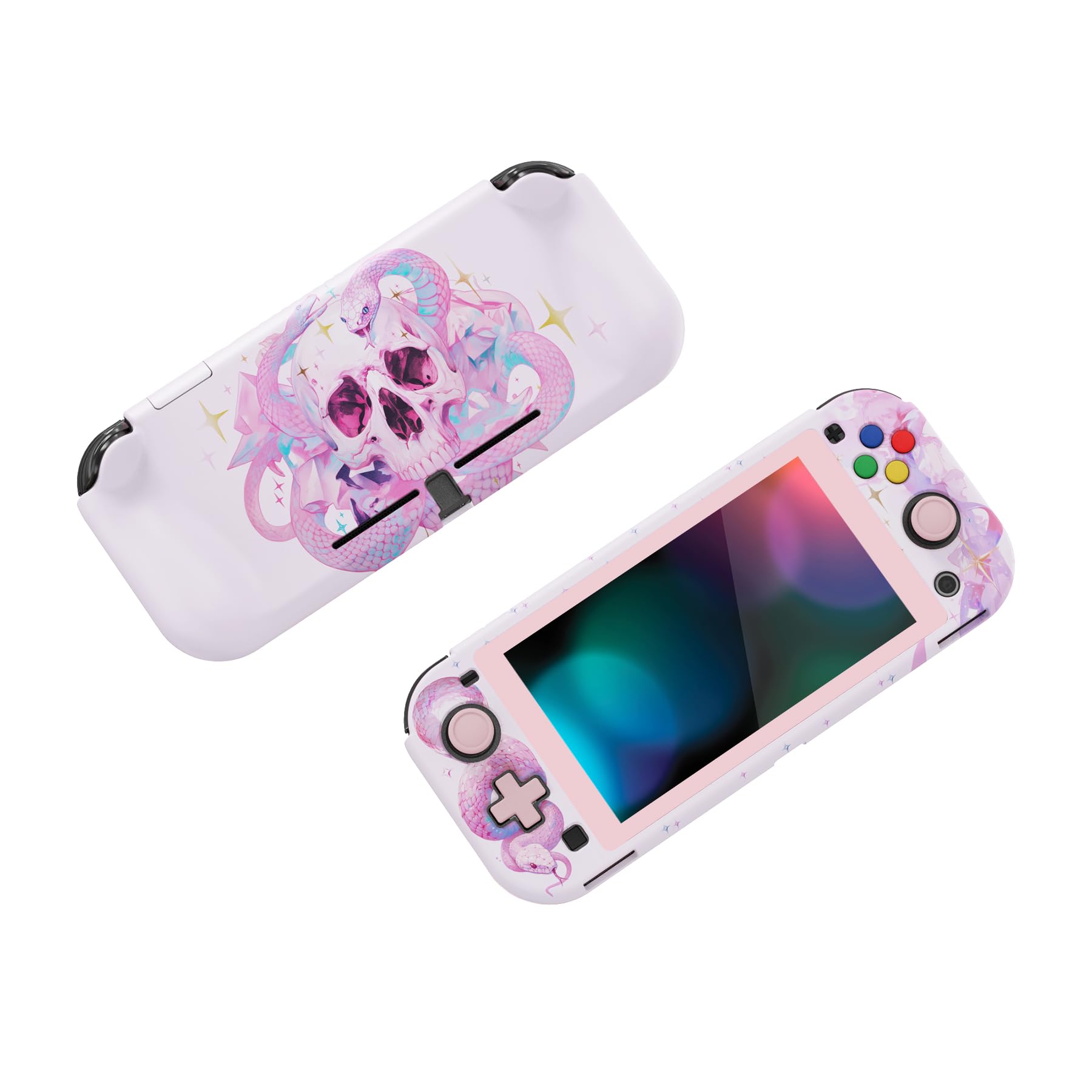 playvital ZealProtect Protective Case for Nintendo Switch Lite, Hard Shell Grip Cover for Nintendo Switch Lite w/Screen Protector & Thumb Grip Caps & Button Caps - Celestial Serpent's Embrace - 5
